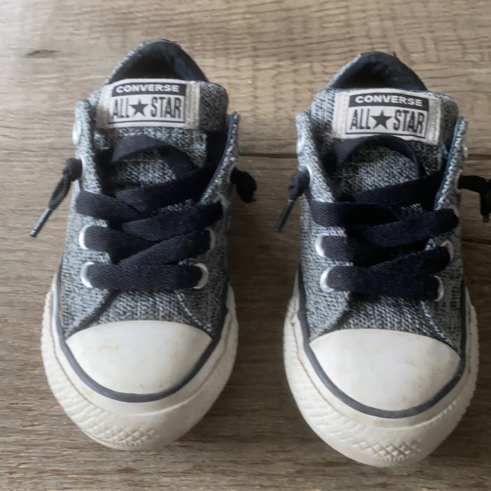 Converse kids toddler size 11 black and white tweed